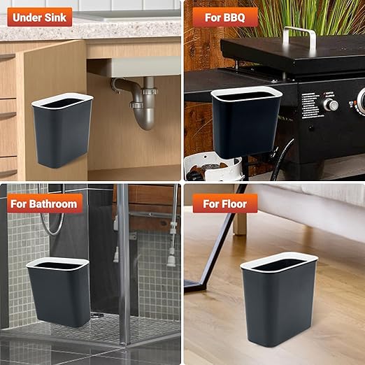 Skyflame 2.1 Gallon Magnetic Garbage Can, BBQ Grills Utensils Organizer Holder, Wall-Mounted Hanging Trash Bin for Kitchen, Cabinet, Door, Bedroom, Bathroom, Camping