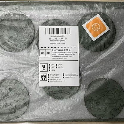 Spring Floral Pattern Placemats and Coasters Set, Embossed Flower Dinner Table