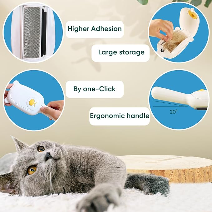 Pet Hair Remover Roller Compact Cat/Dog Hair Remover Deep Clean Convenient to Carry Reusable Lint Roller for Carpet, Furniture, Clothing and Bedding, Carpets and Car Seats (White)