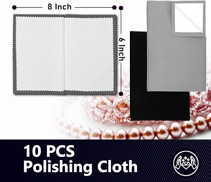 XIAOXINGYUN 10 PCS Silver polishing Cloth,Jewelry Cleaning Cloth for Sterling Silver, Multi-Layer Silver Jewelry Cleaner Cloth Keep Jewelry Cleaning and Shiny (6'' x 8''*10Pcs)…