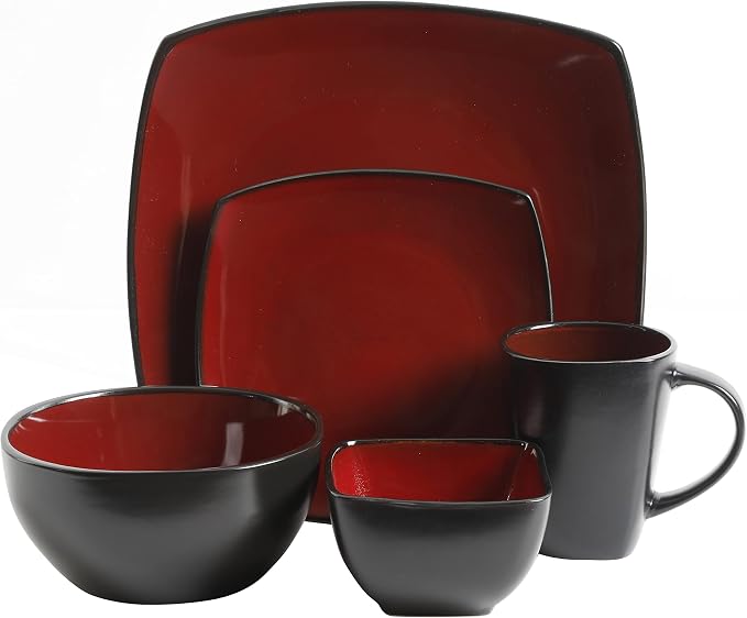 Gibson Elite Soho Lounge Square Reactive Glaze Stoneware Dinnerware Set