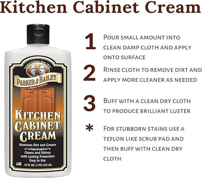 Parker and Bailey Kitchen Cabinet Cream-Wood Cleaner-Grease Remover 16 oz (2)