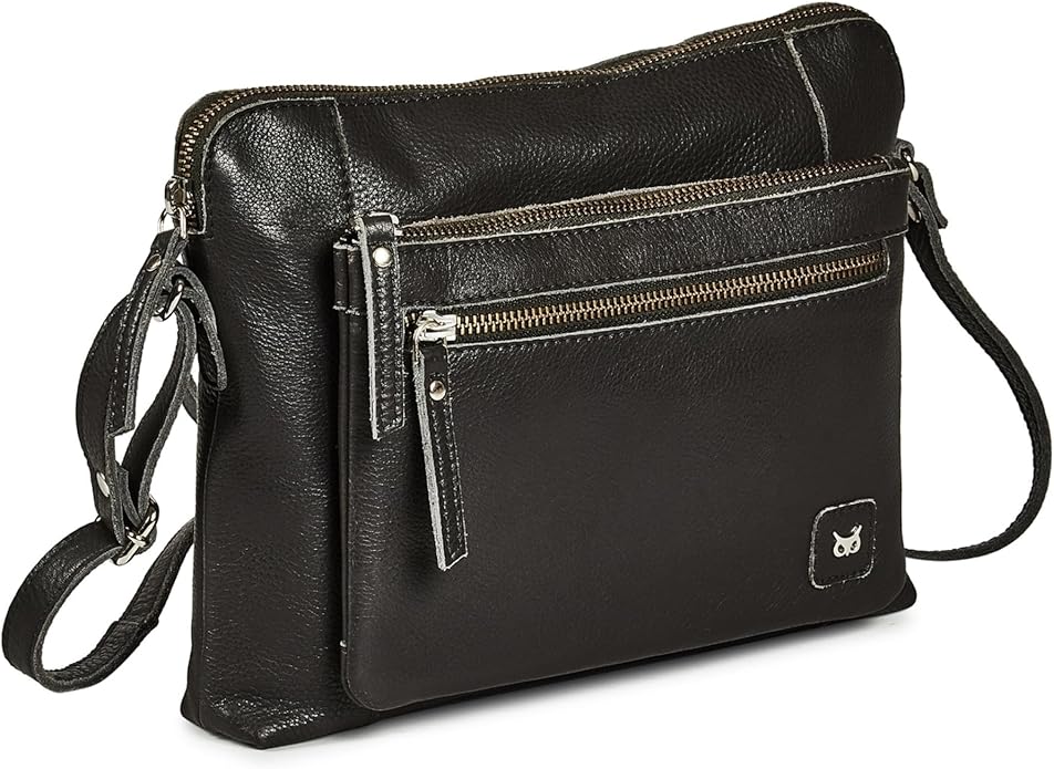 Wise Owl Accessories Small Soft Pebbled Real Leather Crossbody Handbags Purses Sling Crossover Shoulder Bag
