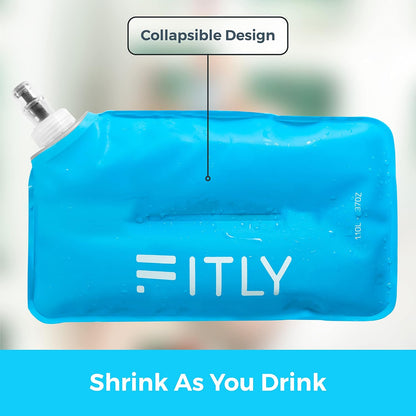 Soft Flask - Shrink As You Drink Soft Water Bottle for Hydration Pack - Folding Water Bottle Ideal for Running, Hiking, Cycling, Climbing & Rigorous Activity