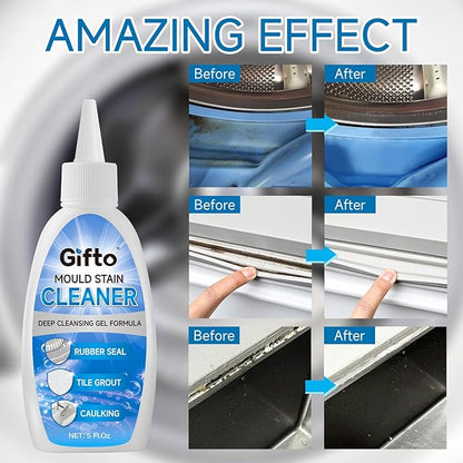 Mold Stain Remover Gel - Tile Grout Cleaner with Brush, Bleach Gel Washing Machine Cleaner Front Loader, Grout Cleaning Whitener for Bathroom Shower & Kitchen Sink, Non-Toxic, 10 fl oz 2 Pack