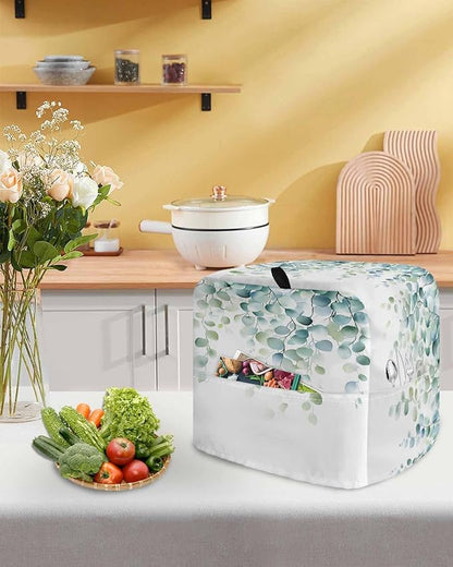 Eucalyptus Leaves Stand Mixer Dust Cover with Storage Pocket & Handles, Fits All Tilt Head & Bowl Lift Spring Botanical Vines Kitchen Appliance Cover Organizer Watercolor Bag Accessories, 4.5-5 Quart