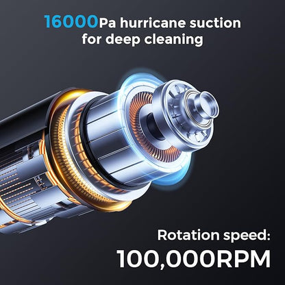 Cordless Car Vacuum, 4-in-1 Portable Mini Handheld Vacuum, 20000pa Suction Power, Upgraded Smart Display, 2 Suction Modes for Lightweight Air Dust Buster for Travel, Office, Home & Pet Hair