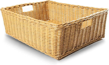 The Basket Lady Under The Bed/Basic Wicker Storage Basket, Extra Large, 25 in L x 19.5 in W x 8 in H, Sandstone