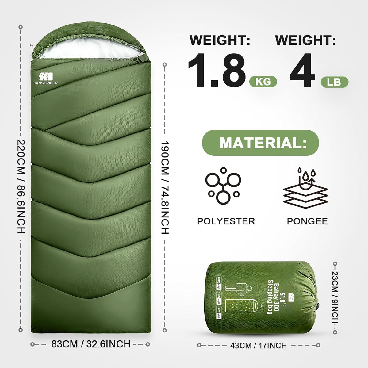 Sleeping Bags for Adults Cold Weather,Portable, Waterproof,Lightweight Camping Sleeping Bag for Tall Girls Boys with Compression Sack for Warm Camping, Hiking, Outdoor & Indoor