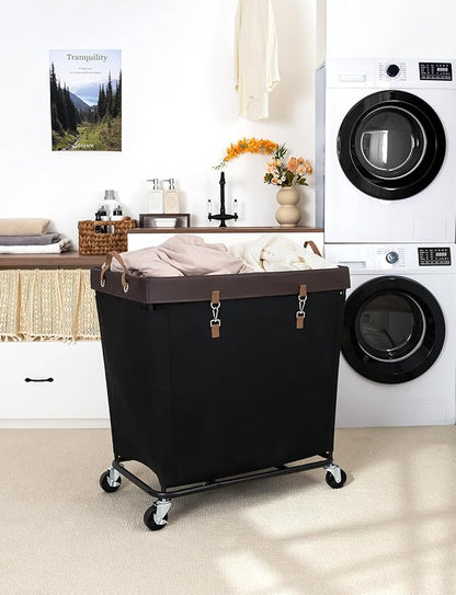 StorageWorks 320L Laundry Basket with Wheels, Extra Large Rolling Hampers for Clothing Organizer, Dirty Clothes Basket for Hote, Home, Closet, Dorm, Black