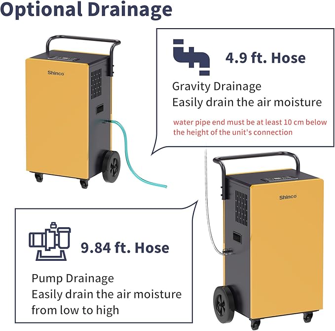 Shinco Commercial Dehumidifiers with Pump, 200 Pints Industrial Dehumidifier for Crawl Spaces, Basements Warehouse and Large Spaces up to 8,000 Sq Ft