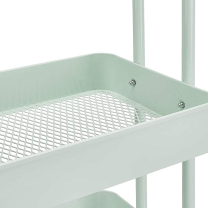 Amazon Basics 3-Tier Metal Rolling Utility or Kitchen Cart - Mint Green