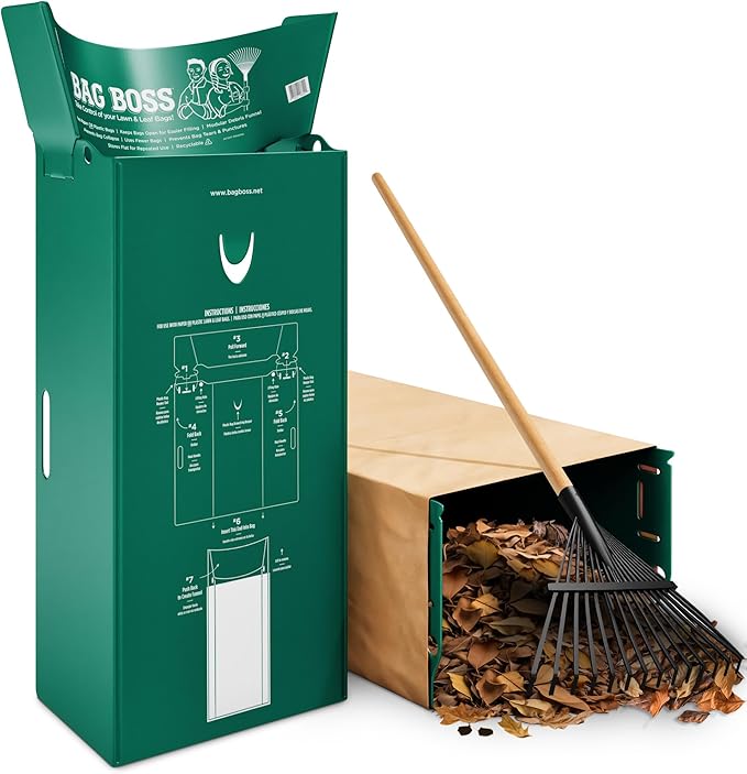 Lawn & Leaf Bag Holder Stand | Fits 33-55 Gallon Paper or Plastic Yard Waste Bags | Foldable Trash Bag Holder Stand