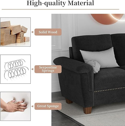JAMFLY 108" Modular Sectional Sofa with Storage, L Shaped Sofa Couch with Reversible Ottoman, 4-Seat Convertible Sectional Couches with Cup Holders for Living Room, Apartment, Black