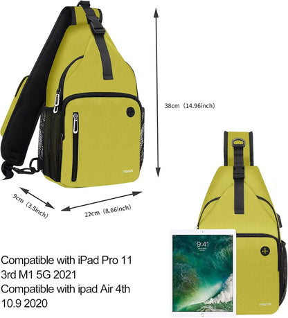 MOSISO Sling Backpack Bag, Crossbody Shoulder Bag Travel Hiking Daypack Chest Bag with Front Square Pocket&USB Charging Port