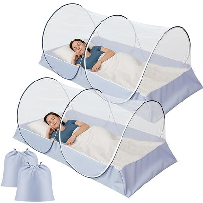 2 Pcs Large Pop up Mosquito Tent Nets Portable Foldable Mosquito Nets for Bed Camping Travel Patio Outdoor Crib Bug Netting Mesh Tent Canopy for Adults Baby Bedroom (78 * 39 * 28 Inch)
