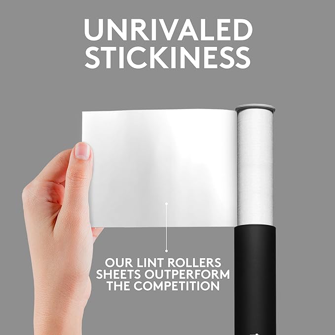 Flint Classic Black Retractable Mini Lint Roller with 90 Extra Sticky Sheets, Small and Portable Lint Roller, Ideal Pet Hair Remover, Travel Lint Rollers for pet Hair Extra Sticky