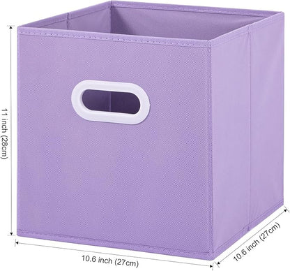 Stero Fabric Storage Cubes Bins, 11 inch Fun Colored Foldable Storage Baskets with Dual Plastic Handle for Home, Kids Room, Closet and Toys Organization, Multi Colored, Set of 6