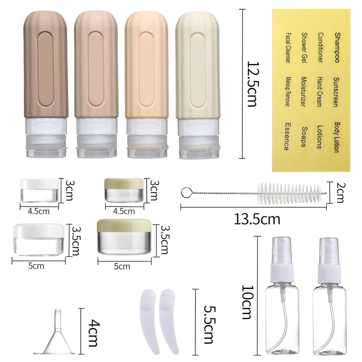 16 Pack Travel Bottles Set for Toiletries, Leakproof Travel Containers for Toiletries TSA Approved Silicone Travel Accessories Squeezable Refillable 3oz for Shampoo Conditioner Lotion