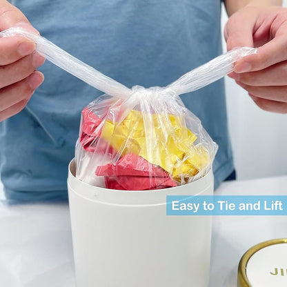 Mini Trash Bags 1.6 Liter/0.4 Gal- 200 Count Tiny Clear Trash Can Liners for Countertop, Desktop, Makeup & Kitchen Scrap Bags | Leakproof Small Plastic Bags with Handles