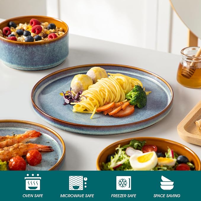 vancasso ONION Ceramic Dinnerware Sets, 12 Pieces Stoneware Plates and Bowls
