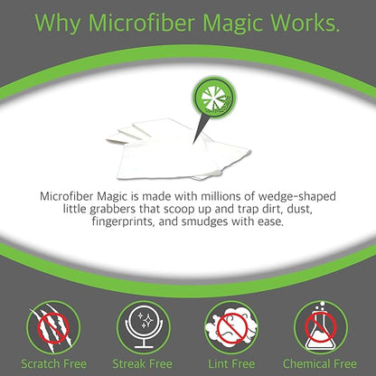 Microfiber Magic Streak Free Cleaning Cloth 6 Pack Clean Any Surface With Just Water Eco Friendly Environmentally Safe Perfect for Window, Mirror, Kitchen, Counters, Appliances, Car, Cycle, TV Screen
