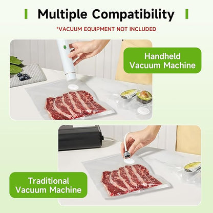 Vacuum Sealer Bags, 40 Reusable Vacuum Sealer Bags for Food, BPA-Free, Meal Prep and Sous Vide Cooking,Works for Handheld Sealer and Vac Sealer Machine with External Vacuum Systems