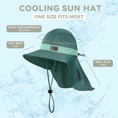 Sukeen Cooling Sun Hat for Men Women UPF50+ Wide Brim Fishing Hat with Neck Flap Adjustable Foldable Bucket Hat for Hiking