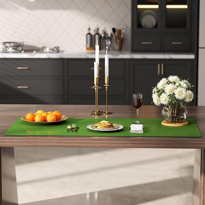 Quality Silicone Table Mat 47x24 Inch - High Heat Resistant (Lab Tested 482°F), Non-Slip Oil-Resistant Surface for Baking & DIY | Waterproof & Easy Clean (Green)