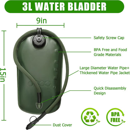 1050D Tactical Hydration Backpack with 3L TPU Water Bladder, Military Molle Water Backpack Perfect for Men & Women, Hydration Pack for Hiking, Biking, Running, Climbing, Hunting, Daily Use