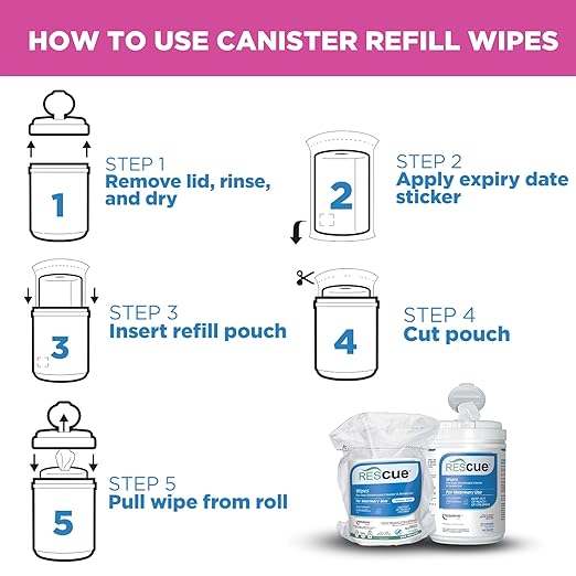 REScue One-Step Disinfectant Cleaner & Deodorizer Wipes for Vet Use – Cleaner for Kennels, Litter Boxes, Vet Offices, Pet Grooming Surfaces, Pet Boarding – Wipes Canister Refill, 160 Count (6 Pack)