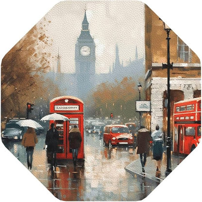 4Pcs Leather Coaster for Drinks London Impression Cup Coasters Aesthetic Drink