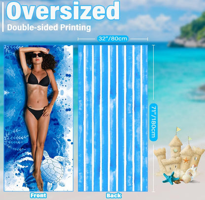 Lightweight Thin Microfiber Beach Towel Sand Free Quick Dry Absorbent Compact Soft Pool Swim Travel Towels Extra Large Oversized Beach Accessories Packable Essentials Stuff Gifts for Adult