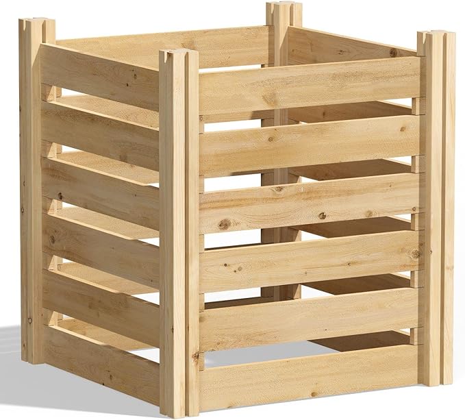 Greenes Fence Cedar Wood Composter, 24" W x 24" L x 31" H / 77.3 Gallons - Made in USA with North American Cedar