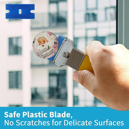 2 Pack Razor Blade Scraper, Multi-Purpose Cleaning Remover Tool, with 10 Metal & 10 Plastic Blades, for Glass Caulk, Adhesive, Wall, Stovetop, Paint, Window, Sticker, Tile, Label Decals