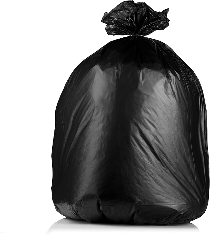 55-60 Gallon Trash Bags Heavy Duty - Bulk 150 Pack Large Garbage Bags - Big Black Commercial Trash Can Liners - Made In USA