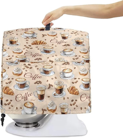 Coffee Pattern Mixer Covers Universal Stand Mixer Dust Cover Compatible with 6-8 Qt Kitchen Aid Mixer Small Appliance Protector