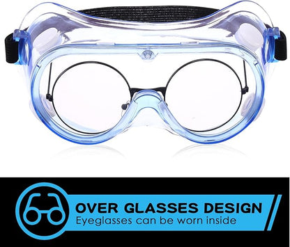 Yunsailing Protective Safety Goggles Lab Over Glasses Clear Anti Fog Eye Protection Goggles for Men Women