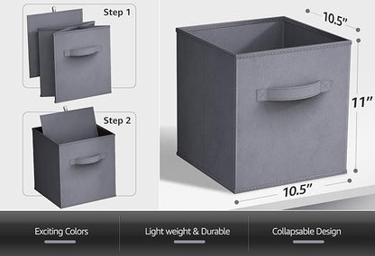 Sorbus Fabric Storage Cubes - 8 Foldable Storage Bins for Organizing Pantry, Cubbies, Toy Box - Clothes Storage & Closet Organizer - 11 Inch Collapsible Cube Baskets for Shelves with Handle