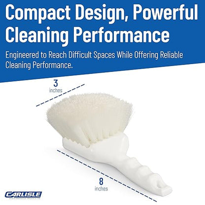 SPARTA 3662000 Flo-Pac Plastic Handle Utility Scrub Brush, Nylon Bristles, 2" Bristle Trim, 8" Length, White, 1 Count (Pack of 1)