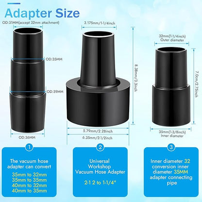 6 Pcs Vacuum Attachments Accessories VAC Attachments 1.25'' 25mm and 36mm Shop Round Dust Brush Vacuum Hose 5.9 Inch Floor Attachment Brush Replacement with 1-1/4 to 1-3/8 Inch Adapter(Simple Style)