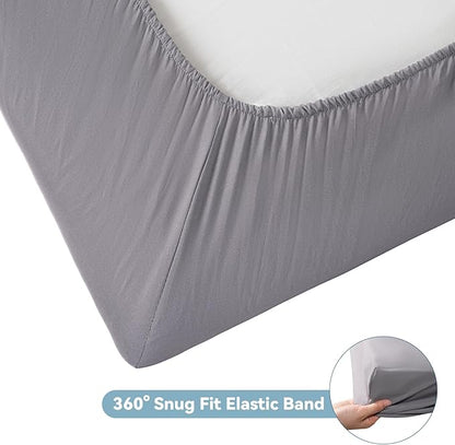 Cot Sheets 31" x 75", Cot Fitted Sheet for Narrow Twin/RVs Bunk/Camper Bunk/Guest Beds/Army Cots/Trifold Mattress/Travel Size Mattress, Shrinkage & Stain Resistant Cot Size Cover, Gray