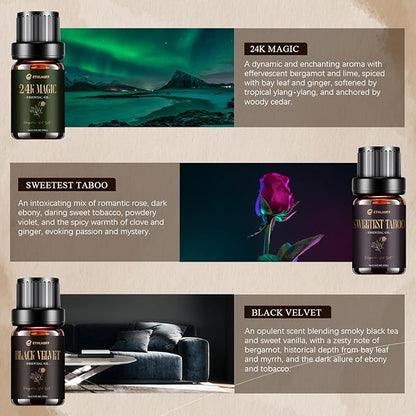 Hotel Diffuser Oils, Hotel Collection Diffuser Oil, Luxury Essential Oil Set for Diffuser, Soap & Candle Making Scents - My Way, Dream On, Cabana, 24k Magic, Black Velvet, Sweetest Taboo