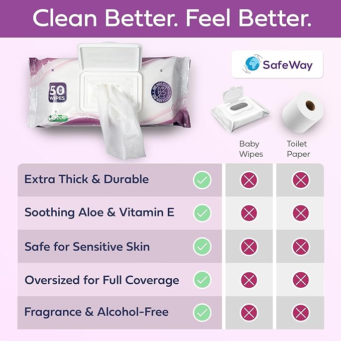 SAFEWAY Adult Wipes Disposable — Multi-Purpose Wipes, Alcohol-Free, Preferred by Caregivers for Seniors & Incontinence Solution, Aloe-Infused, Gentle for Delicate Skin — Extra Large, 24 Pack 1200 pcs.