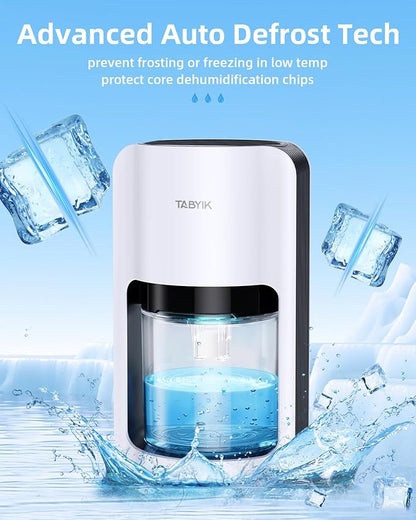 TABYIK Dehumidifiers for Home, 42oz Dehumidifier for Bathroom, Dehumidifiers for Room with Auto Shut Off, Auto Defrost Quiet Dehumidifier for Bedroom Wardrobe Closet Trailer RV