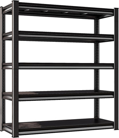 78" H Garage Shelving Heavy Duty，2800LBS Loads Adjustable Garage Storage Shelves,5-Tier Metal Storage Racks and Shelving Units, Utility Rack Shelves,48”W x 18”D x 78”H,Black