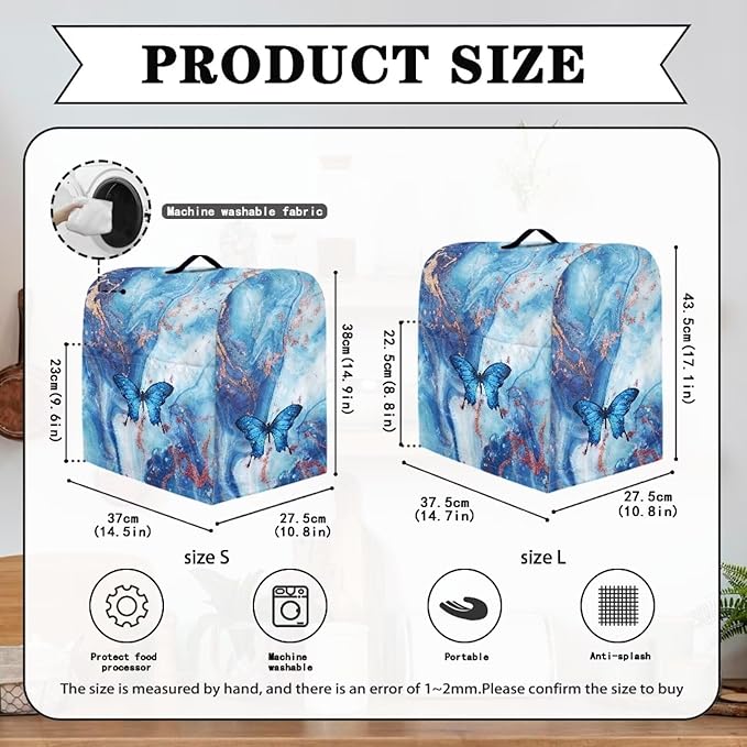 Blue Marble and Butterfly Mixer Covers Stand Mixer Dustproof Cover Compatible with Kitchen Aid Mixer Washable Stand Mixer Covers for 6-8 Qt Mixer