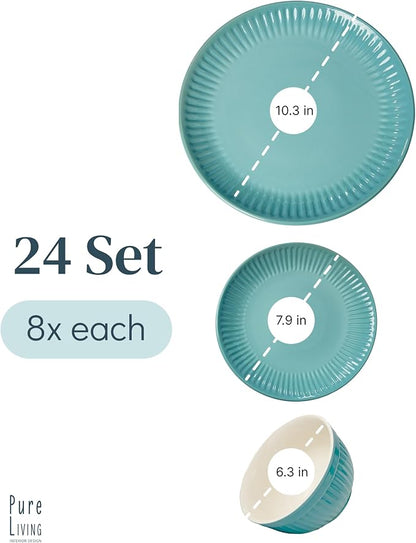 24 Piece Stoneware Dinnerware Set