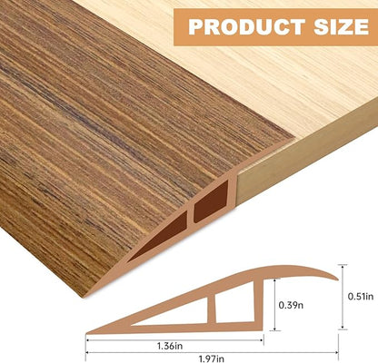 Vinyl Door Threshold Flooring Transition Strip Self Adhesive Carpet Edging Strip for Laminate Doorway Edge Threshold from 1/5" to 2/5" (Light Brown Wood Grain, 3.3 Ft)