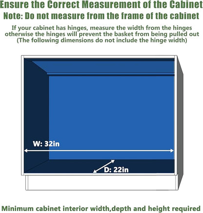 LOVMOR Pull Out Cabinet Organizer 31½" W x 21½" D, Kitchen Cabinet Pull Out Shelves Slide Out Storage